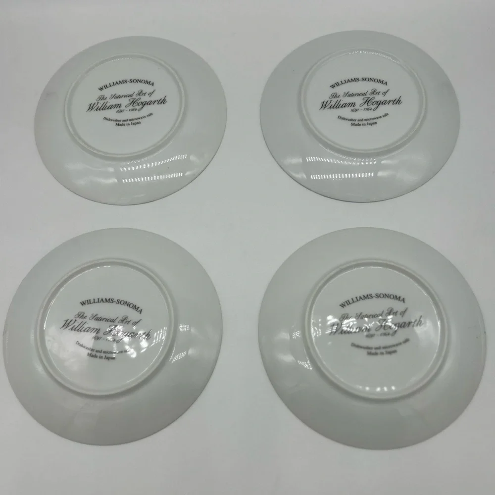 Williams Sonoma Satirical Art William Hogarth 18th Century Artist Snack Plates 4